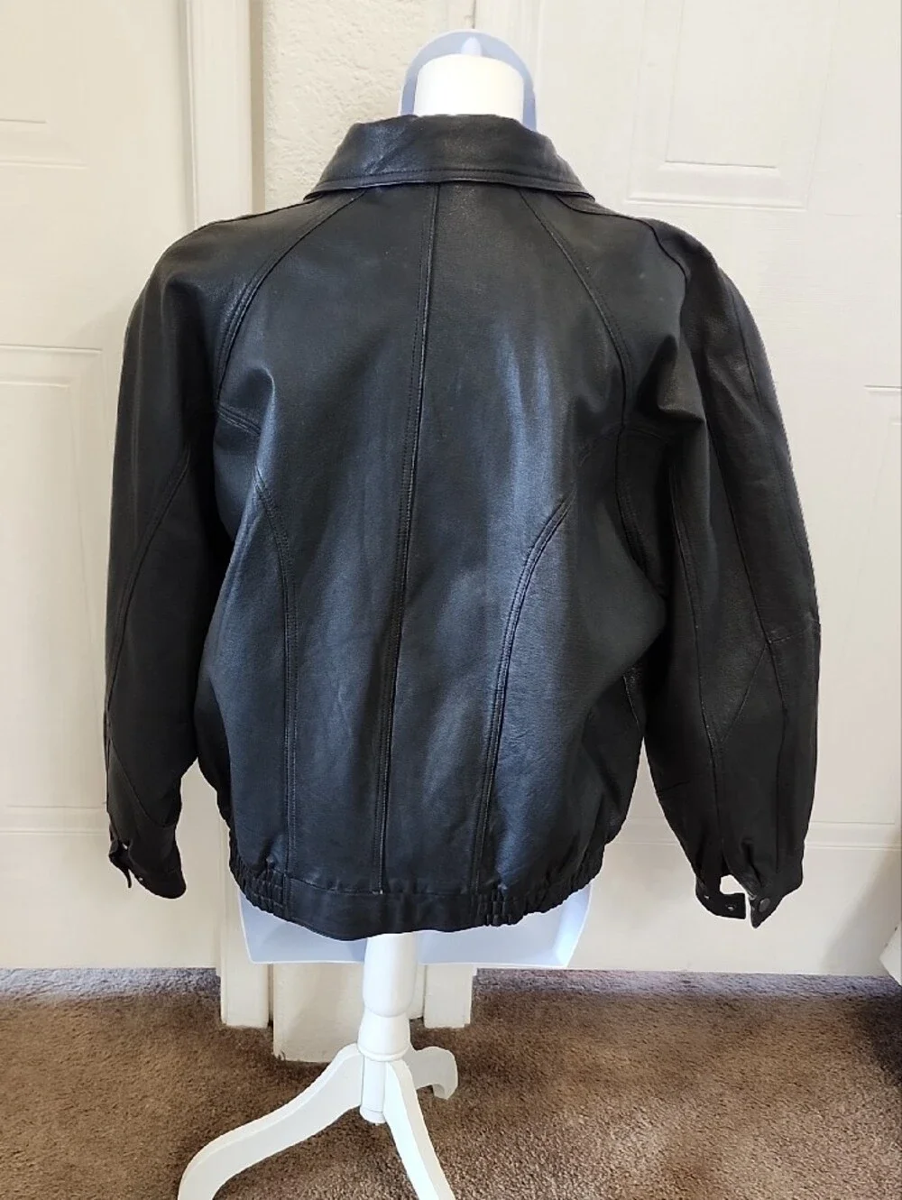 Pierre Cardin Black Leather Bomber Jacket